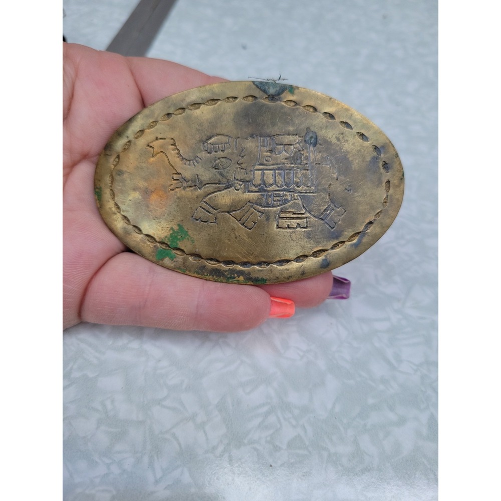 Elephant Pachyderm Belt Buckle Cute Fun Brass Vtg 1989 The Leather Shop